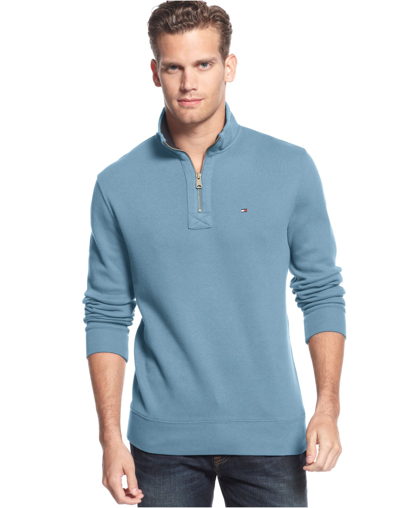 Tommy Hilfiger Half-Zip Sweater in Blue for Men (Dusk Blue) | Lyst