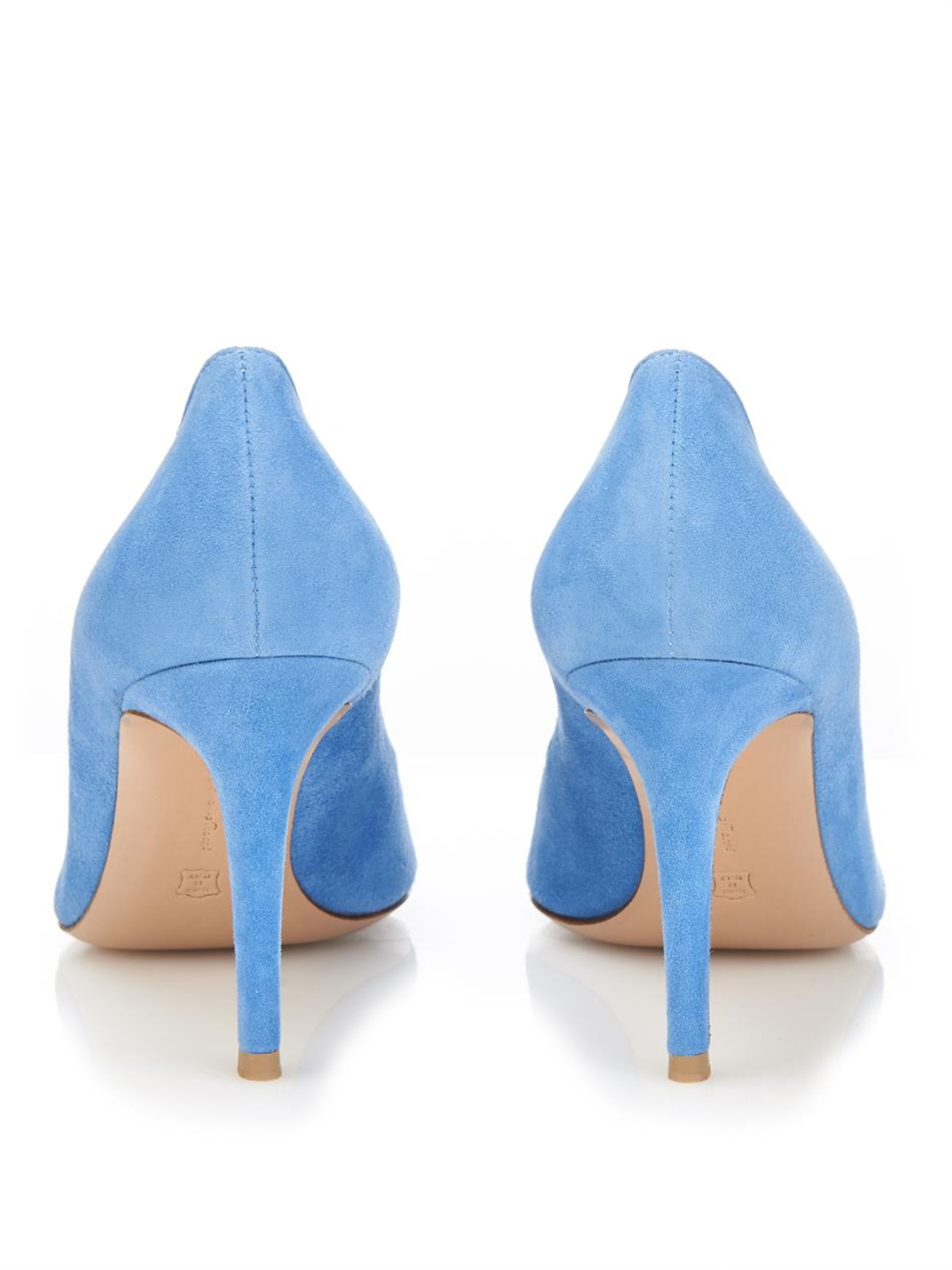 Gianvito Rossi Business Point-Toe Suede Pumps in Blue | Lyst