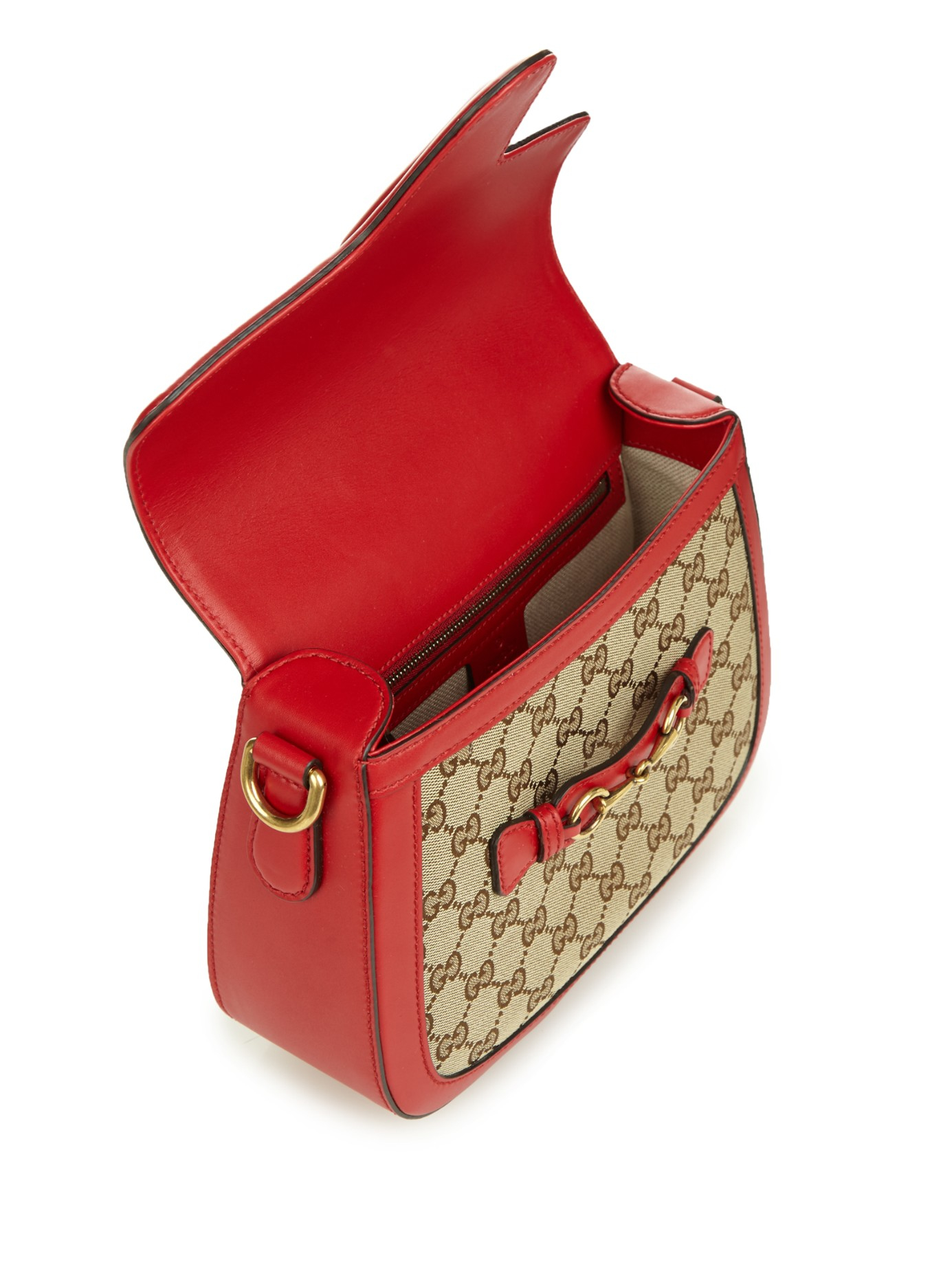 Gucci Lady Web Medium Canvas And Leather Shoulder Bag in Red - Lyst