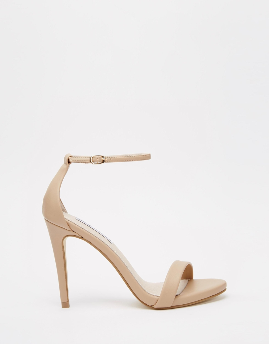 front crime formula Steve Madden Stecy Nude Barely There Heeled Sandals in Natural | Lyst