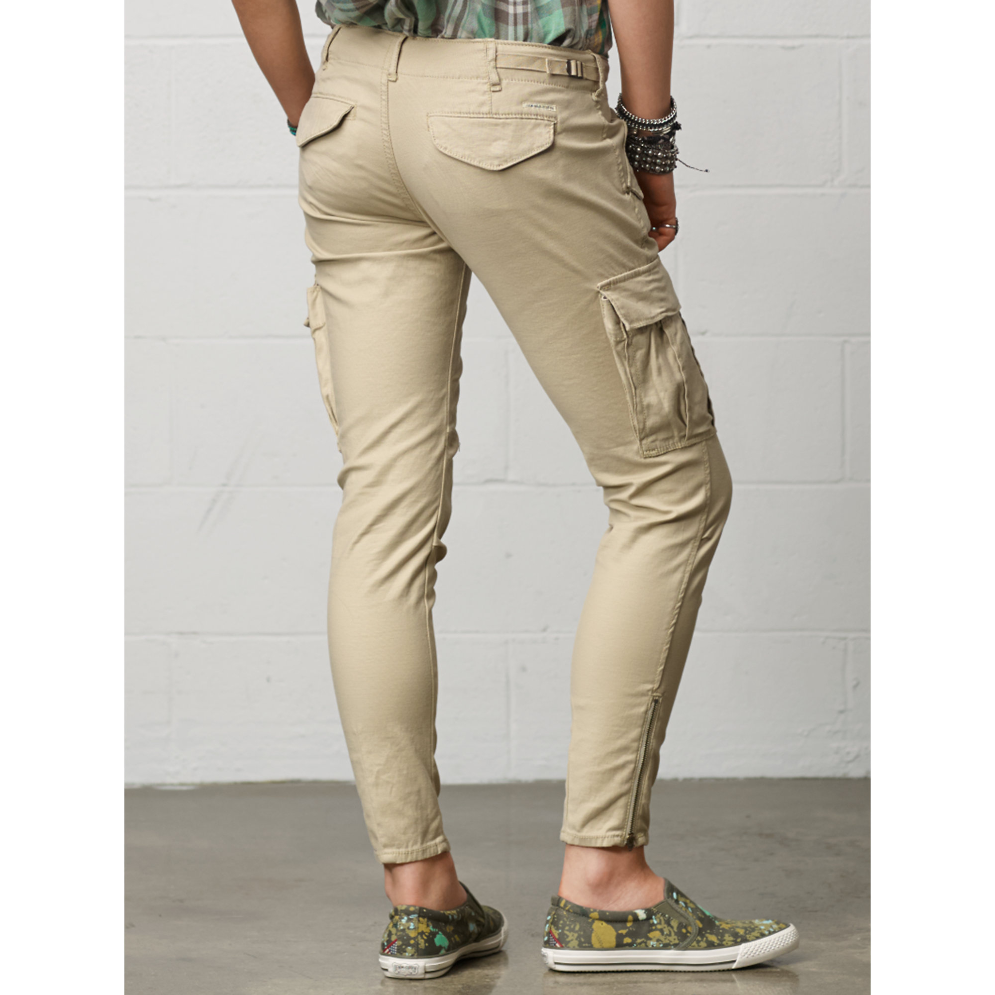 skinny khaki cargo pants womens