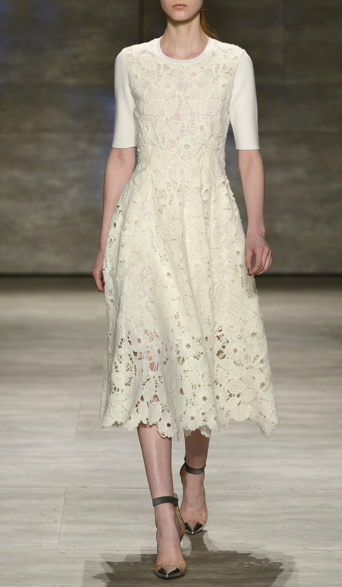 Lyst Lela Rose Lace Knit Dress In White Gallery