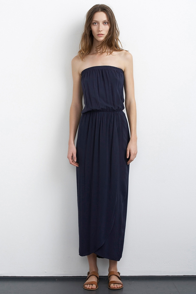 strapless velvet maxi dress