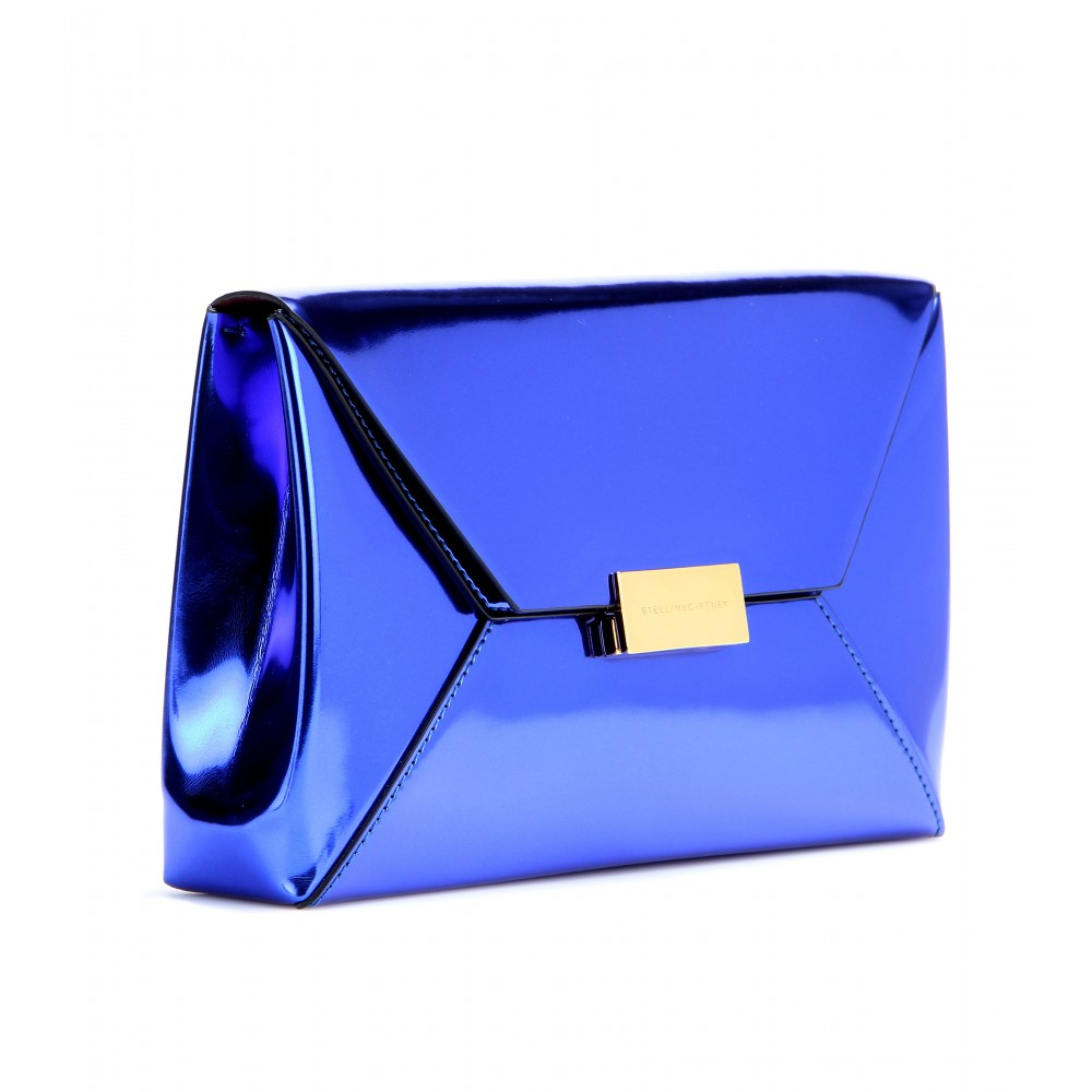 metallic blue clutch bag