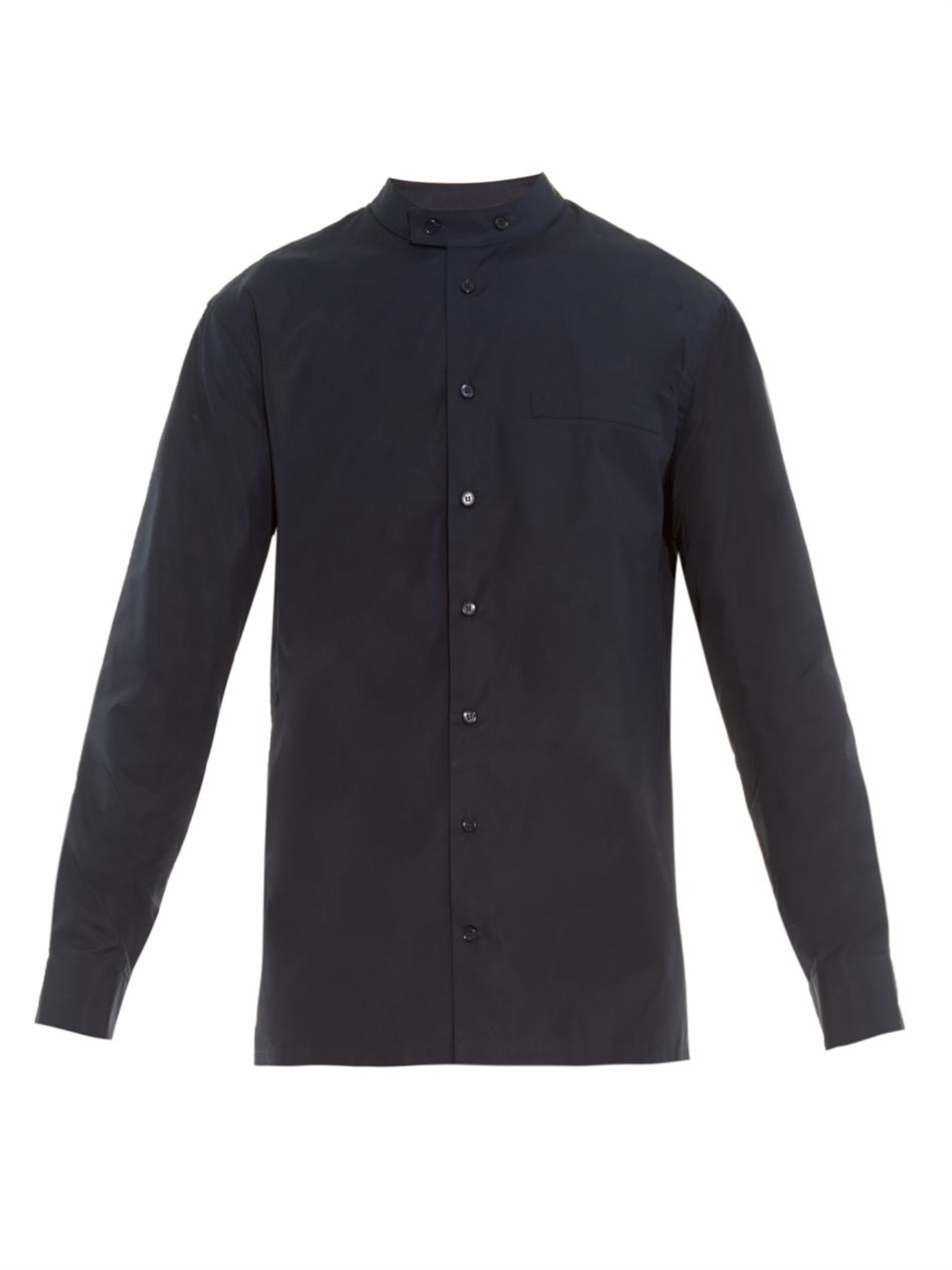 Marni Collarless Cotton Shirt in Navy (Blue) for Men Lyst