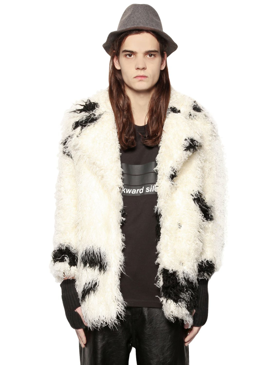 Cheap monday Animalier Printed Faux Fur Coat in White | Lyst