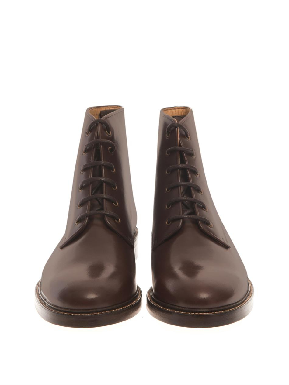 A.P.C. Leather Lace-Up Ankle Boots in Brown for Men - Lyst
