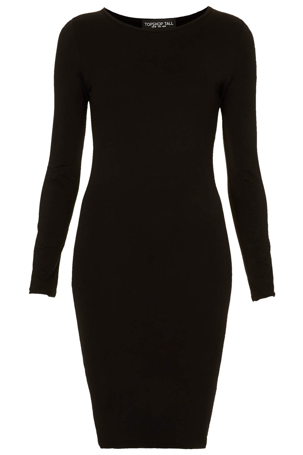 TOPSHOP Tall Plain Mini Bodycon Dress in Black - Lyst