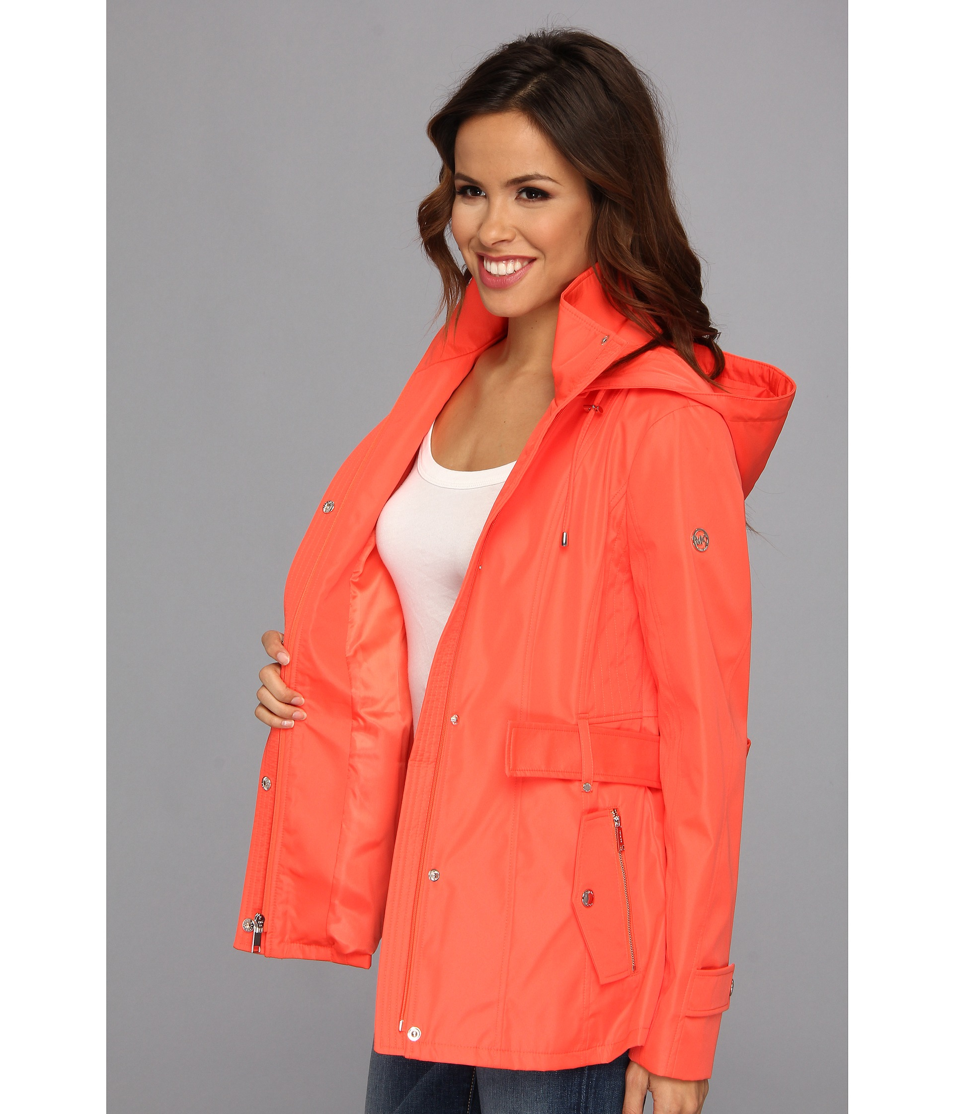 MICHAEL Michael Kors Hooded Rain Jacket In Orange Lyst |  