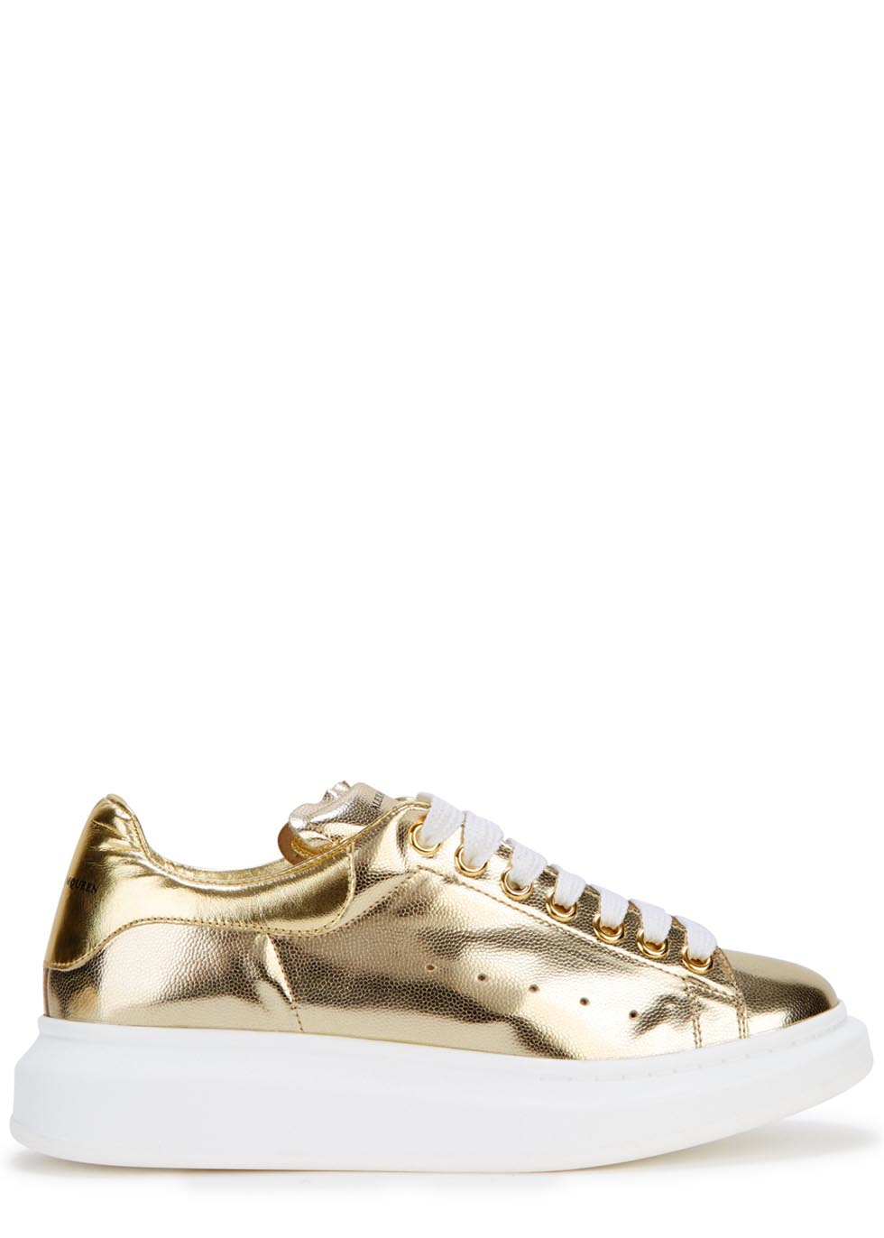 Alexander McQueen Gold Leather Trainers - Lyst