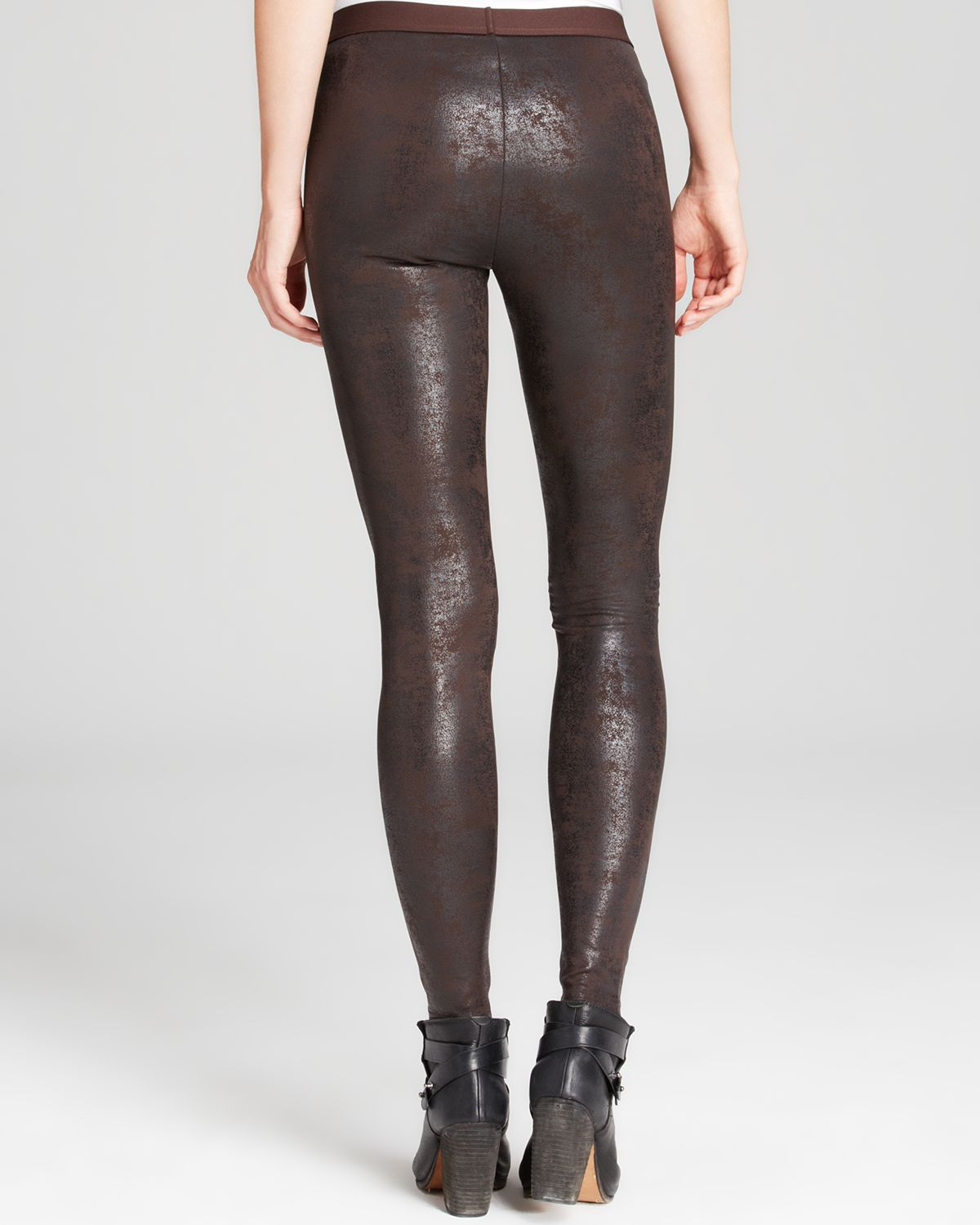 Hue Distressed Leatherette Leggings in Espresso (Brown) Lyst
