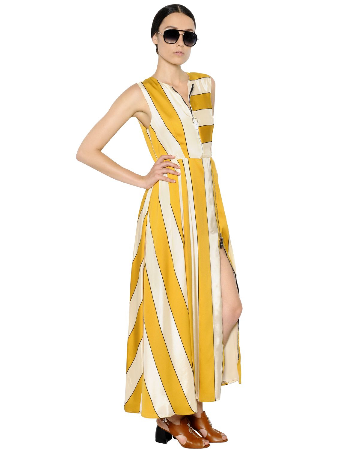 yellow striped maxi dress