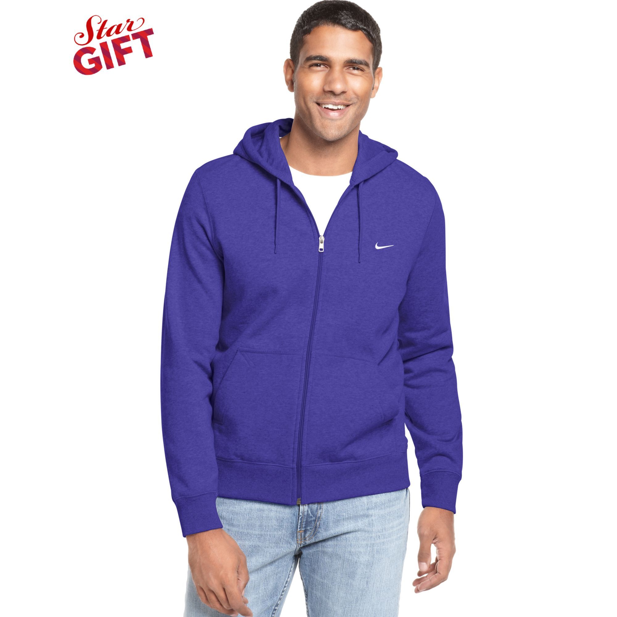 Nike Classic Fleece Full Zip Hoodie in Purple for Men | Lyst