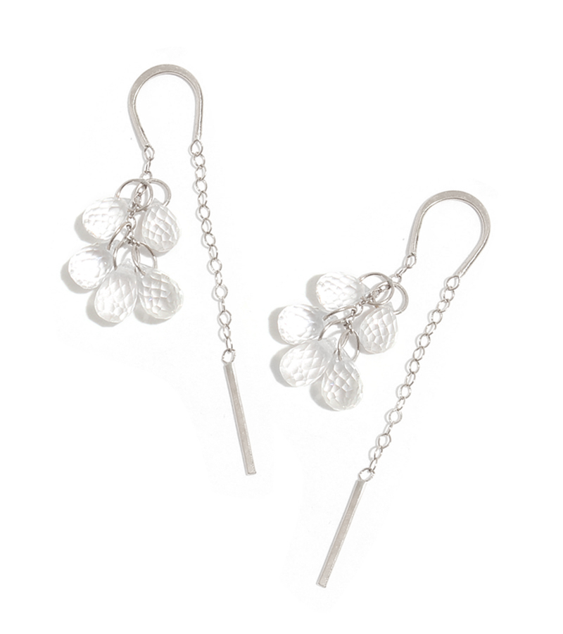 Melissa joy manning White Topaz Five Drop Horseshoe Chain Earrings in