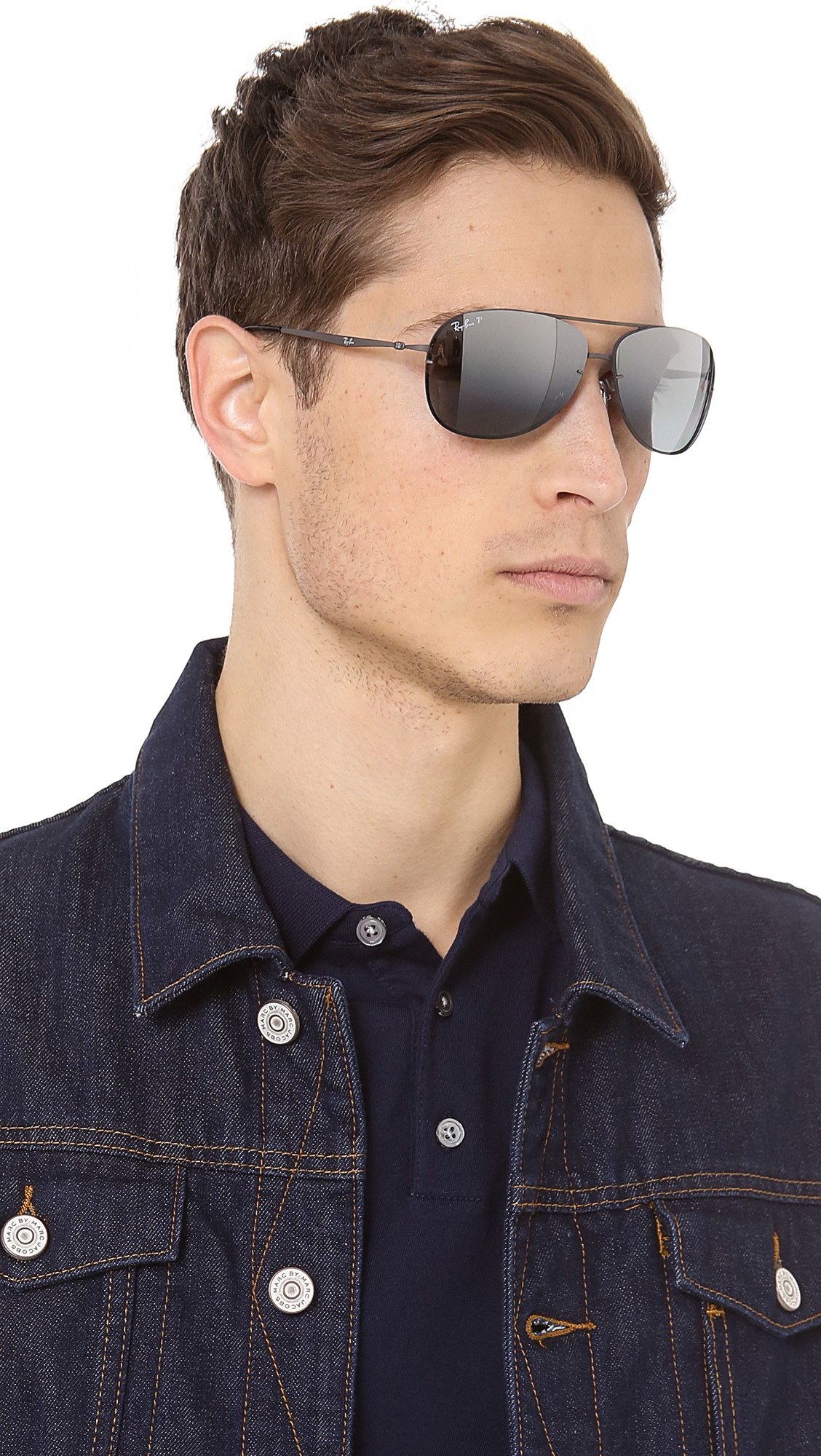 Ray-ban Lightweight Aviator Polarized Sunglasses in Black for Men | Lyst