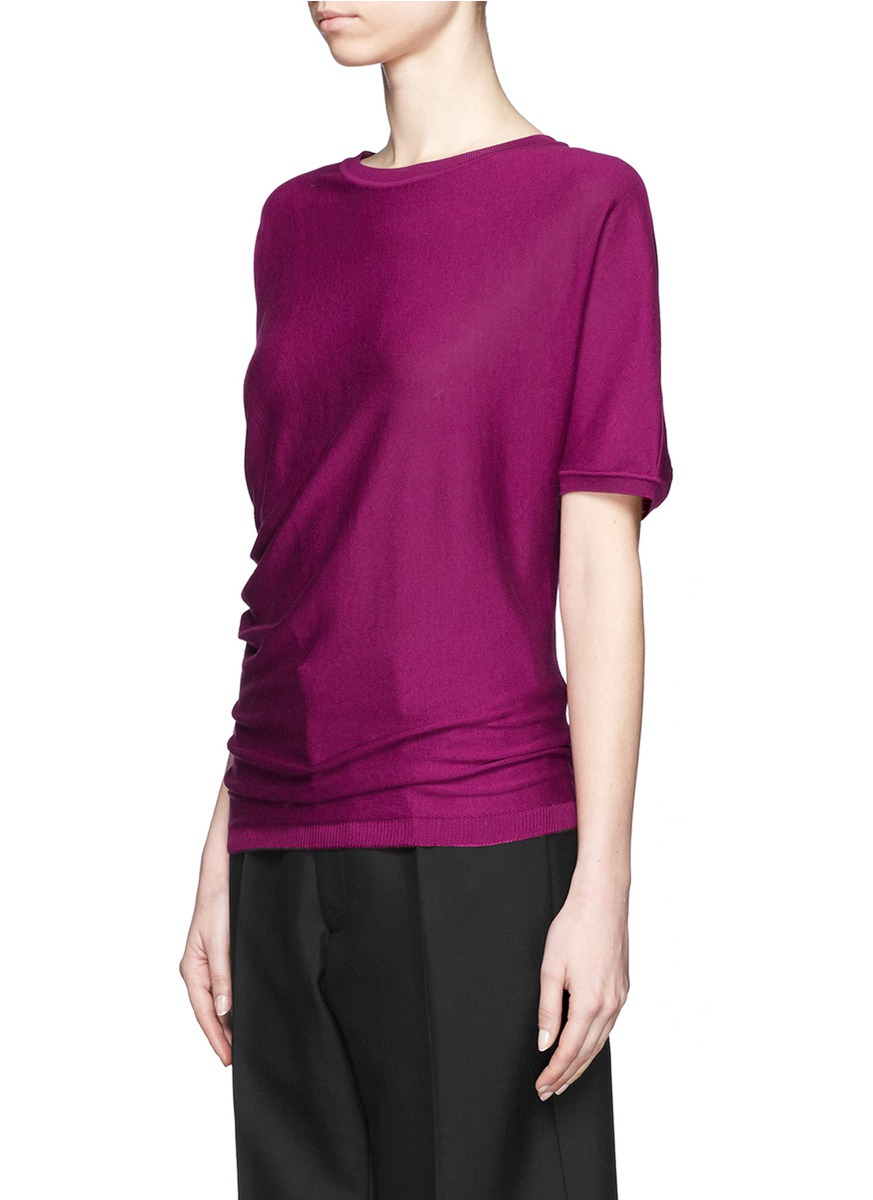 Lanvin Drape Cottonsilk Knit Top in Purple Lyst