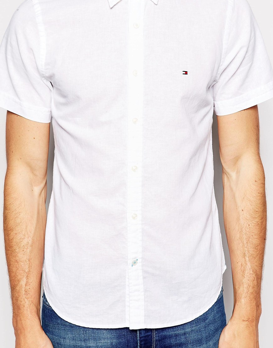 tommy hilfiger white short sleeve shirt