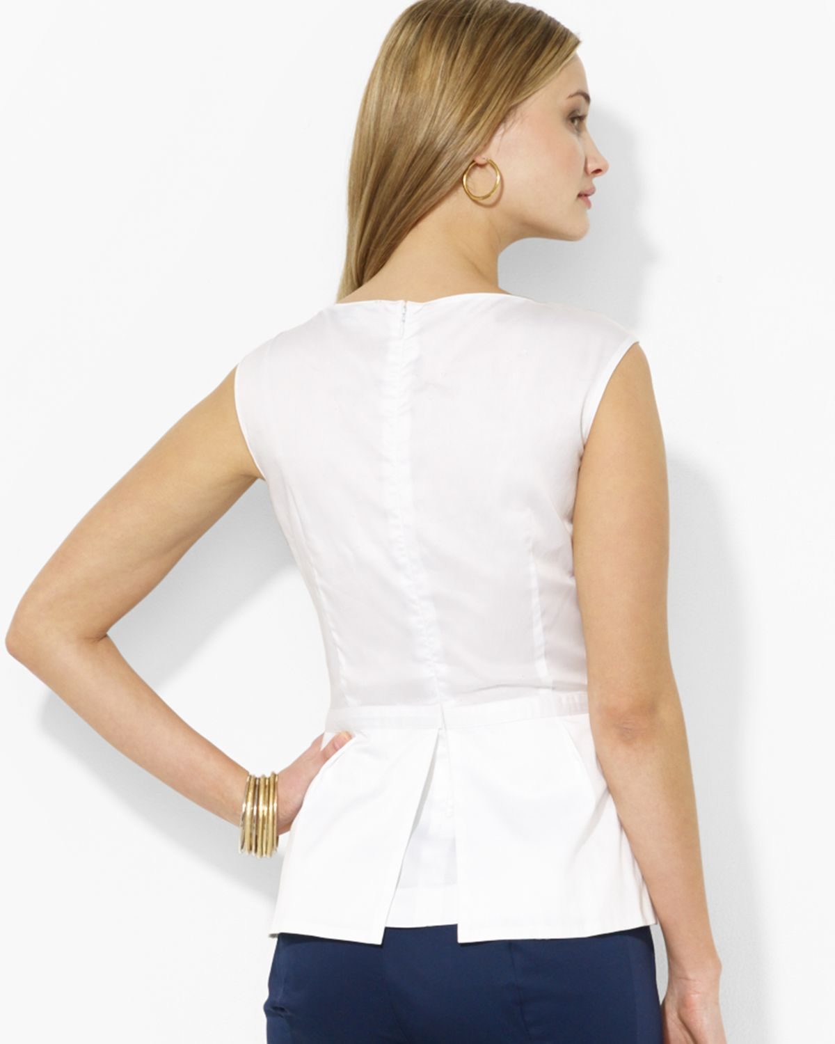 white peplum top sleeveless