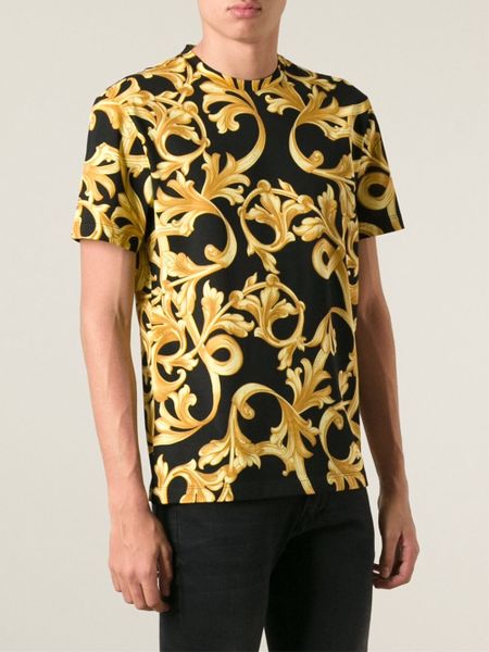 Versace Baroque T-Shirt in Gold for Men (black) | Lyst