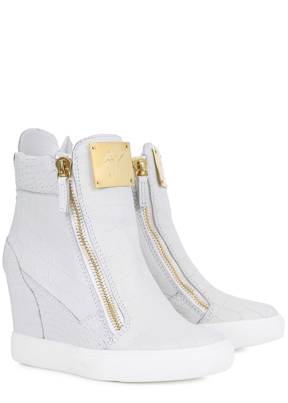 white heeled trainers