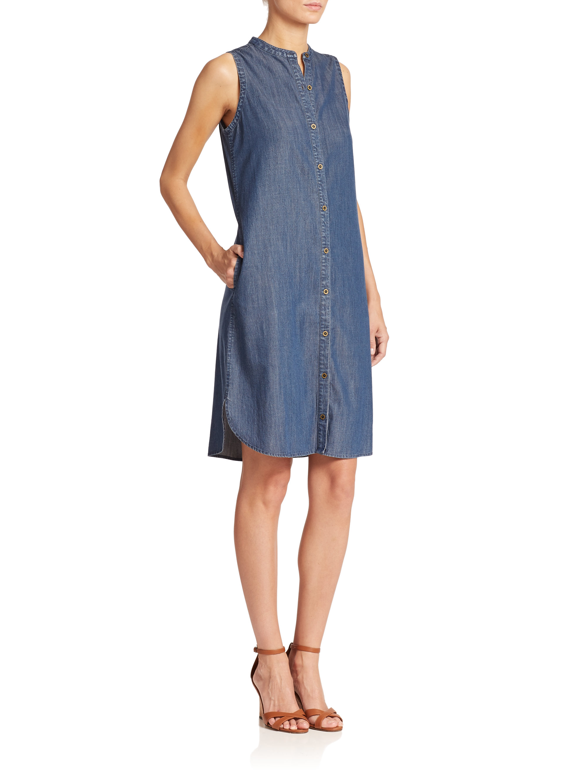 eileen fisher denim shirt dress