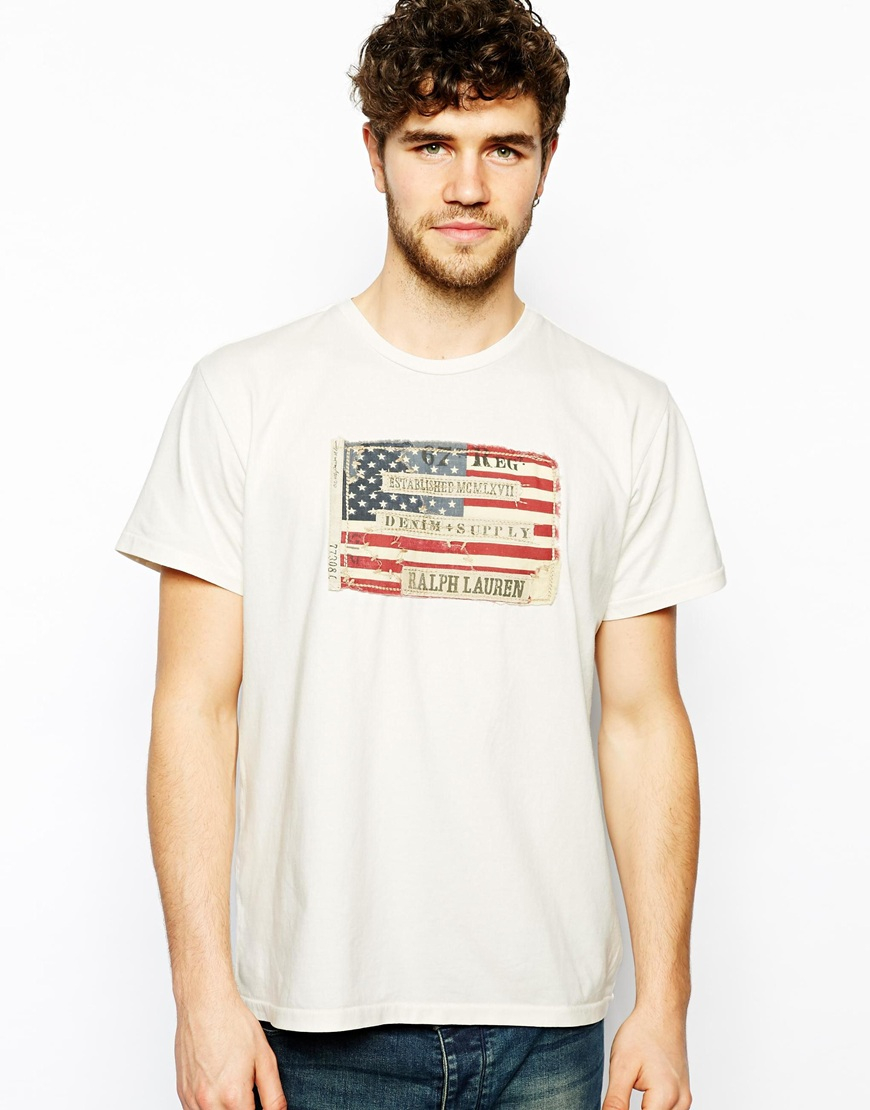 Ralph Lauren Denim Supply Ralph Lauren Tshirt with American Flag in Cream  (White) for Men | Lyst