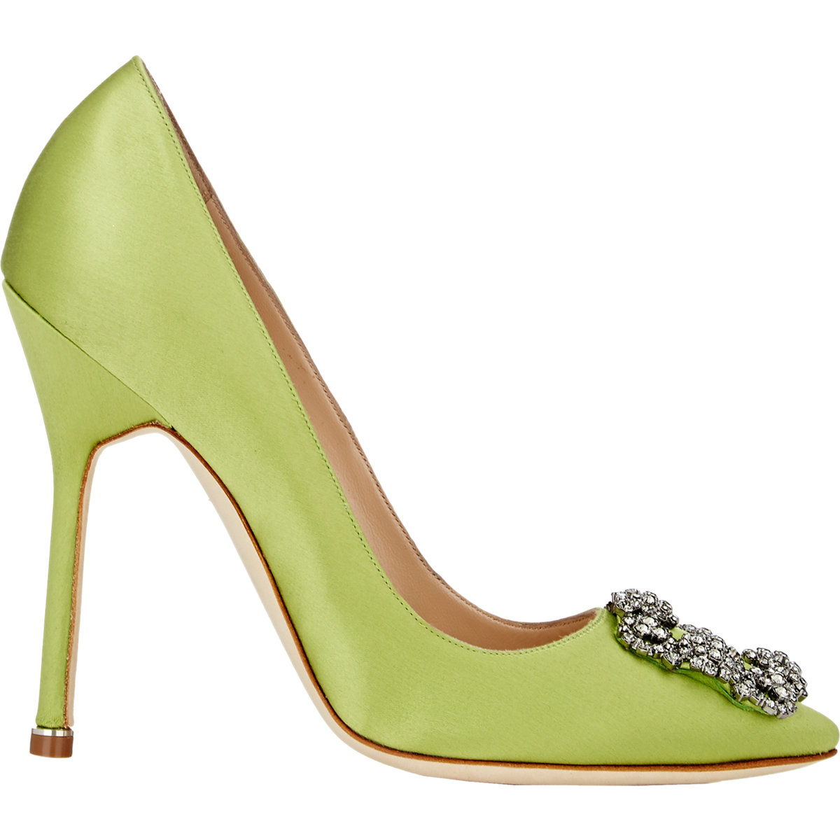 Manolo Blahnik Satin Women's Hangisi Pumps in Green - Lyst