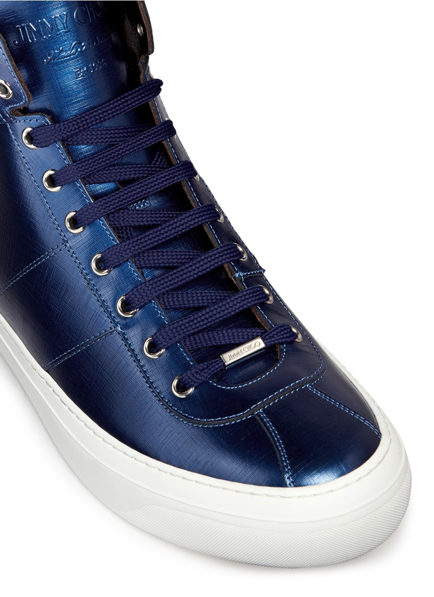 Jimmy Choo 'belgravia' Metallic Leather High Top Sneakers in Blue for Men -  Lyst