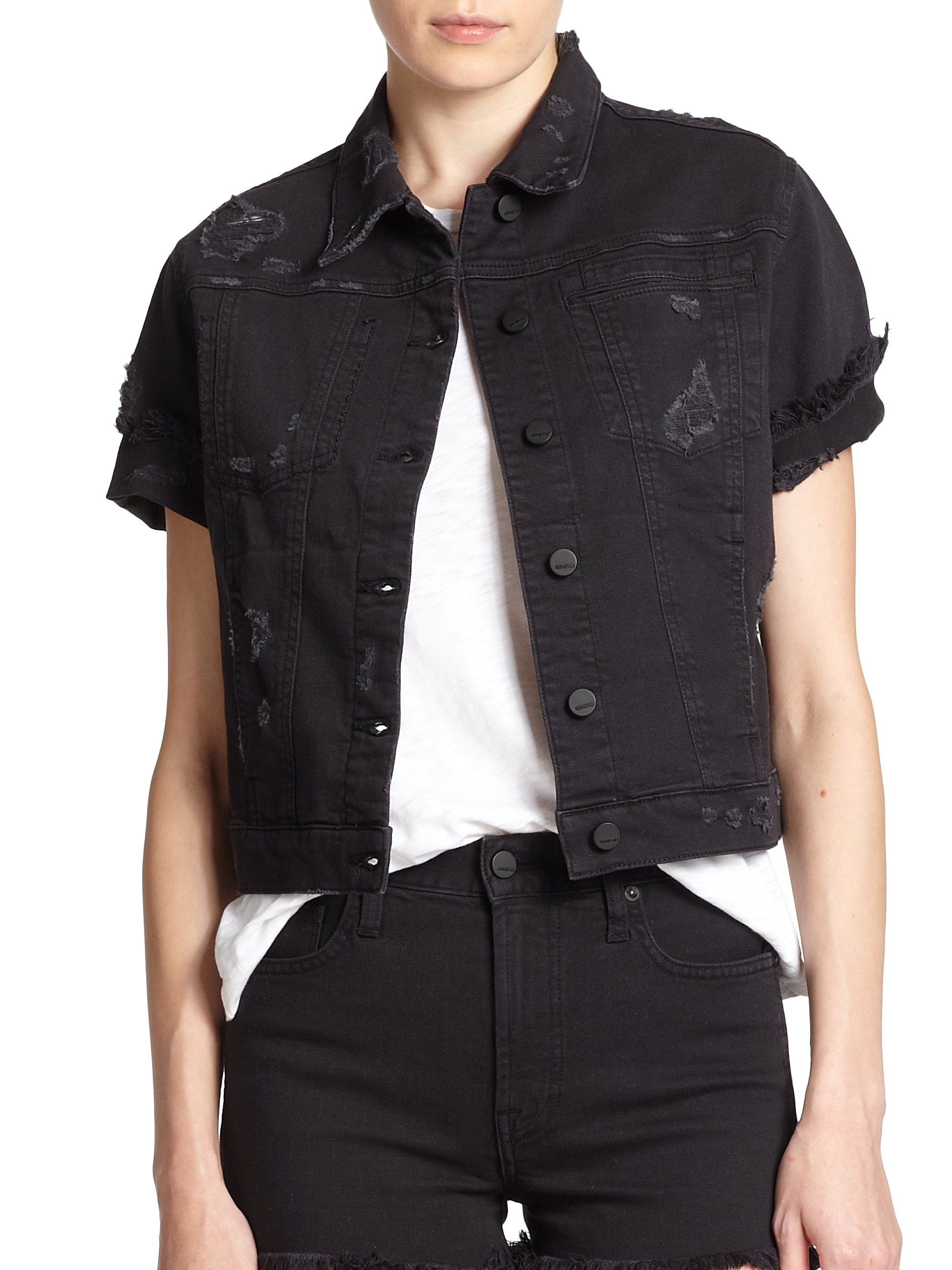 black short sleeve jean jacket Shop 
