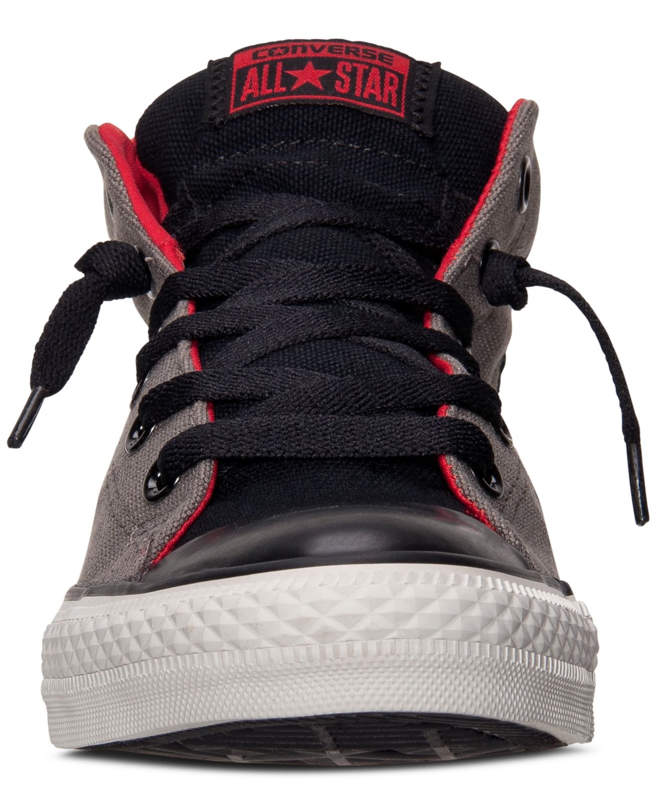 Converse Men'S Chuck Taylor Street Mid Casual Sneakers From Finish Line in  Charcoal/Black/Red (Gray) for Men | Lyst