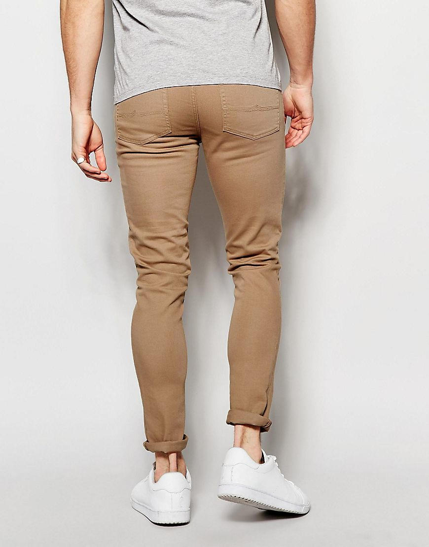 ASOS Denim Super Skinny Jeans In Light Brown for Men - Lyst