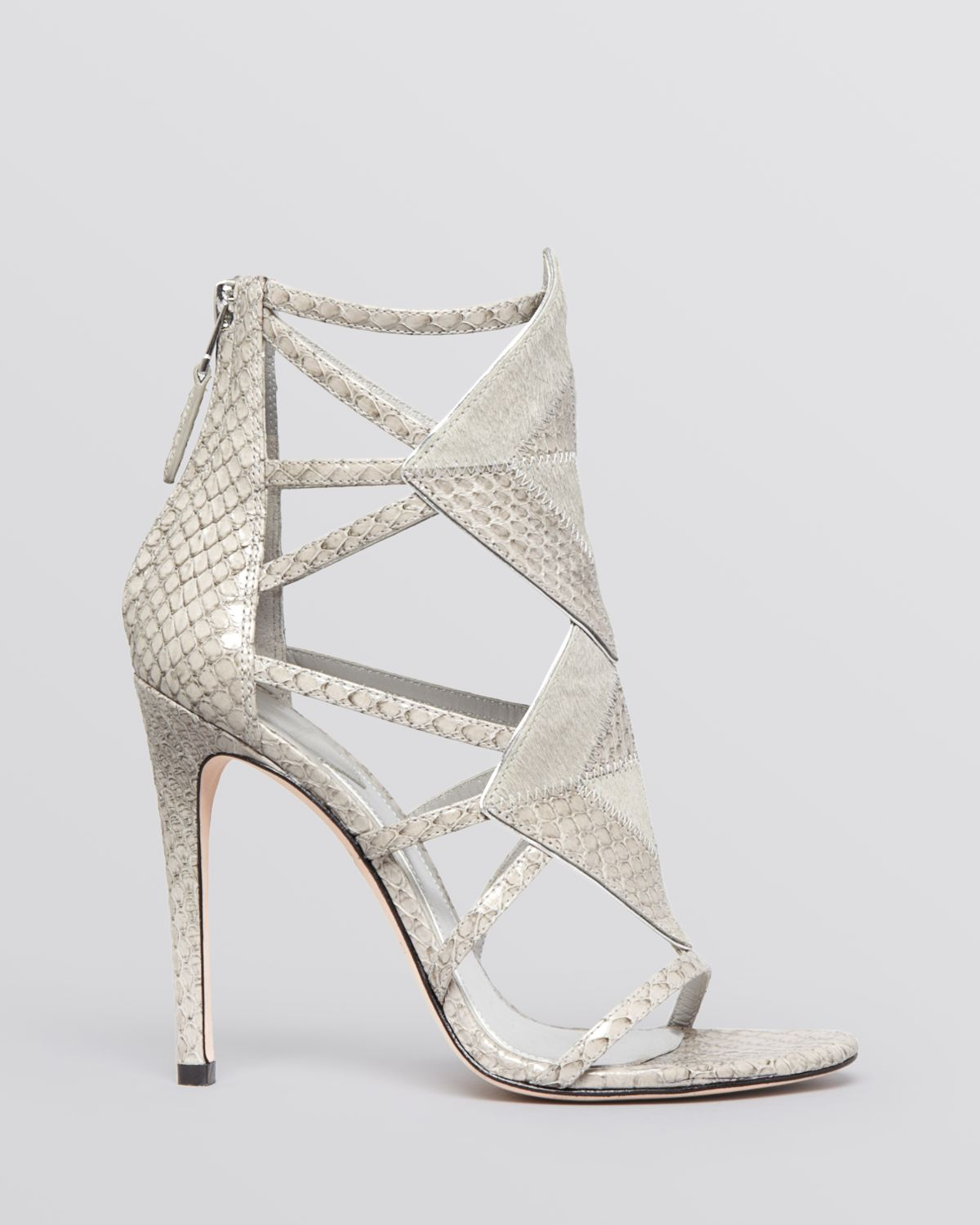 light grey open toe heels