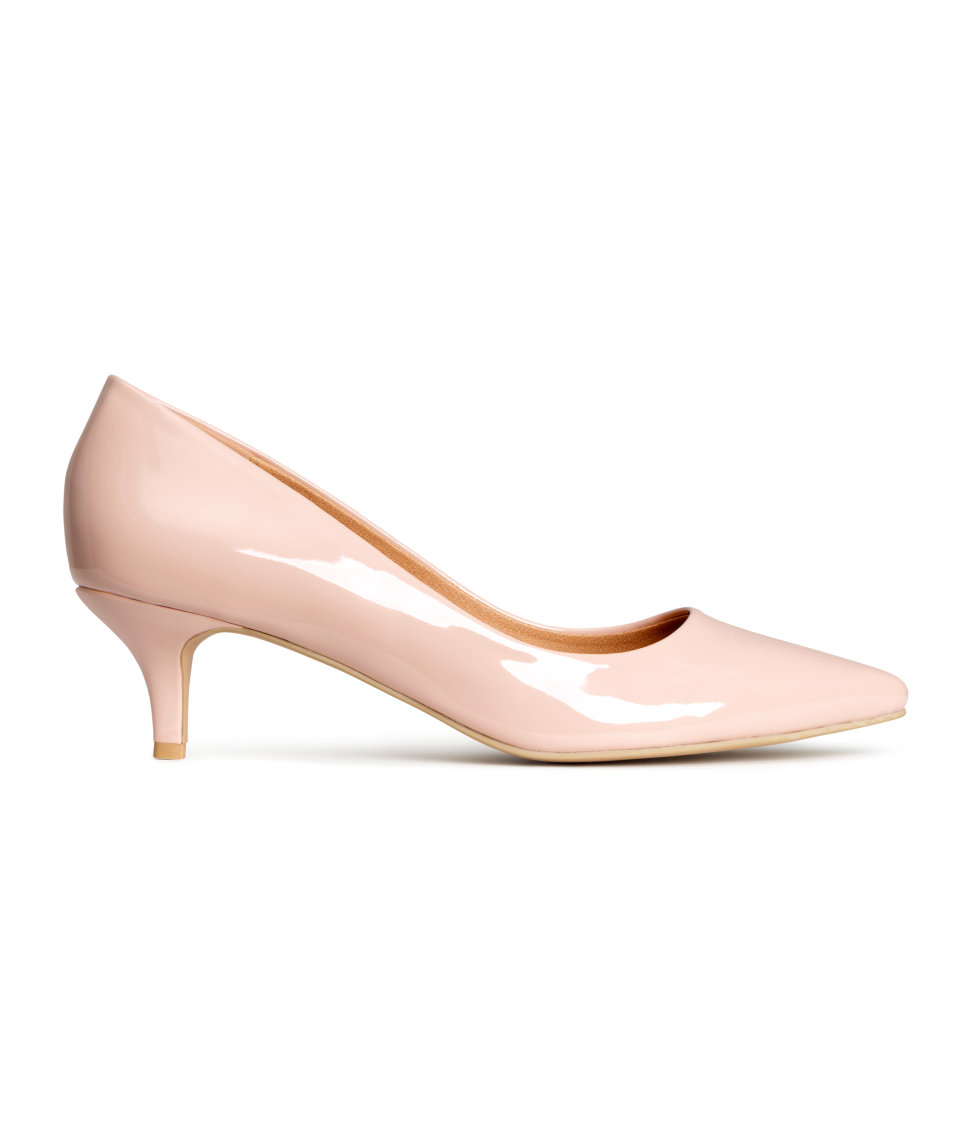 H&M Court Shoes With A Kitten Heel in Powder Beige (Natural) - Lyst