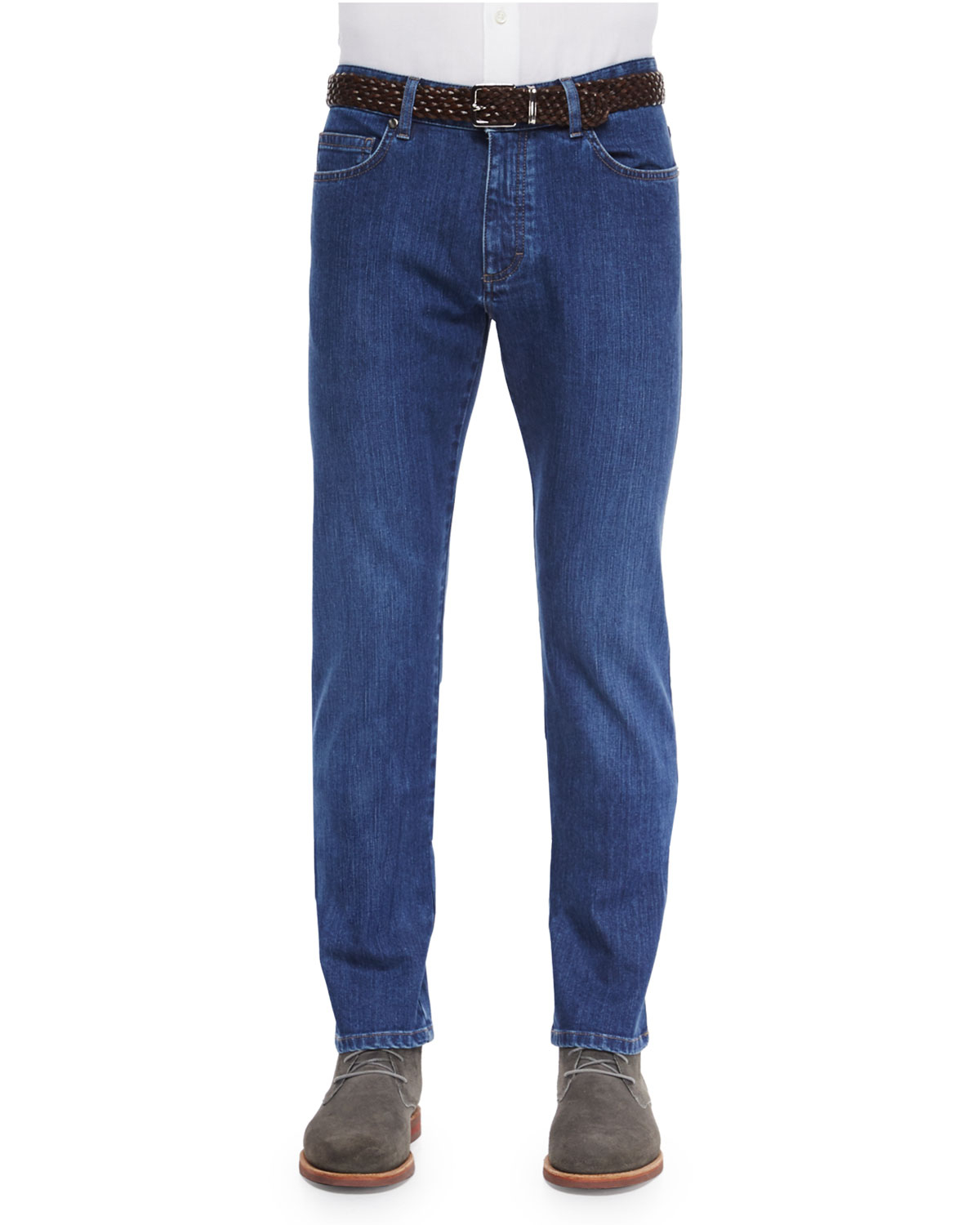 Ermenegildo Zegna Slim Fit Stretch-denim Jeans in Gray for Men (DK GRAY ...
