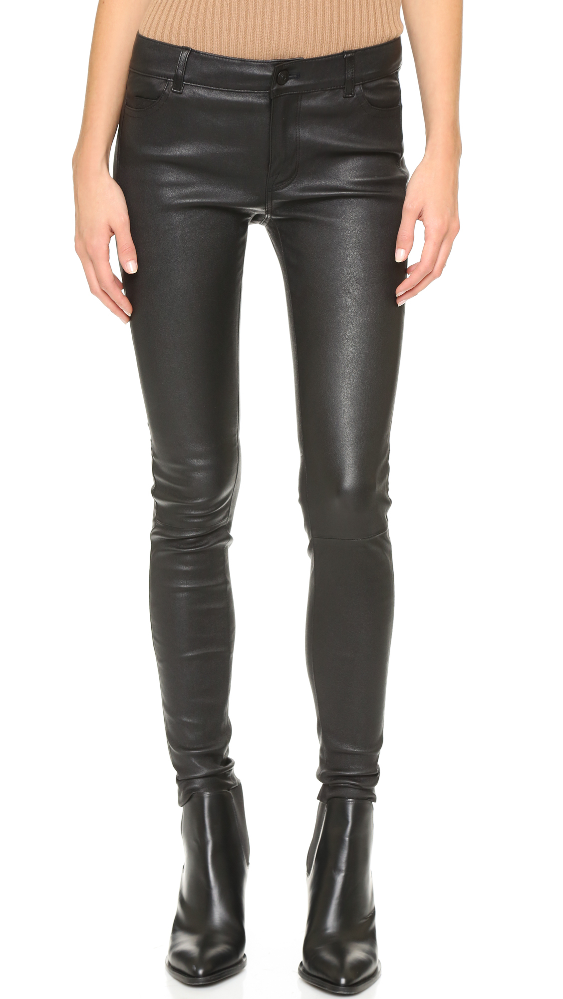 Vince 5 Pocket Leather Pants - Black | Lyst