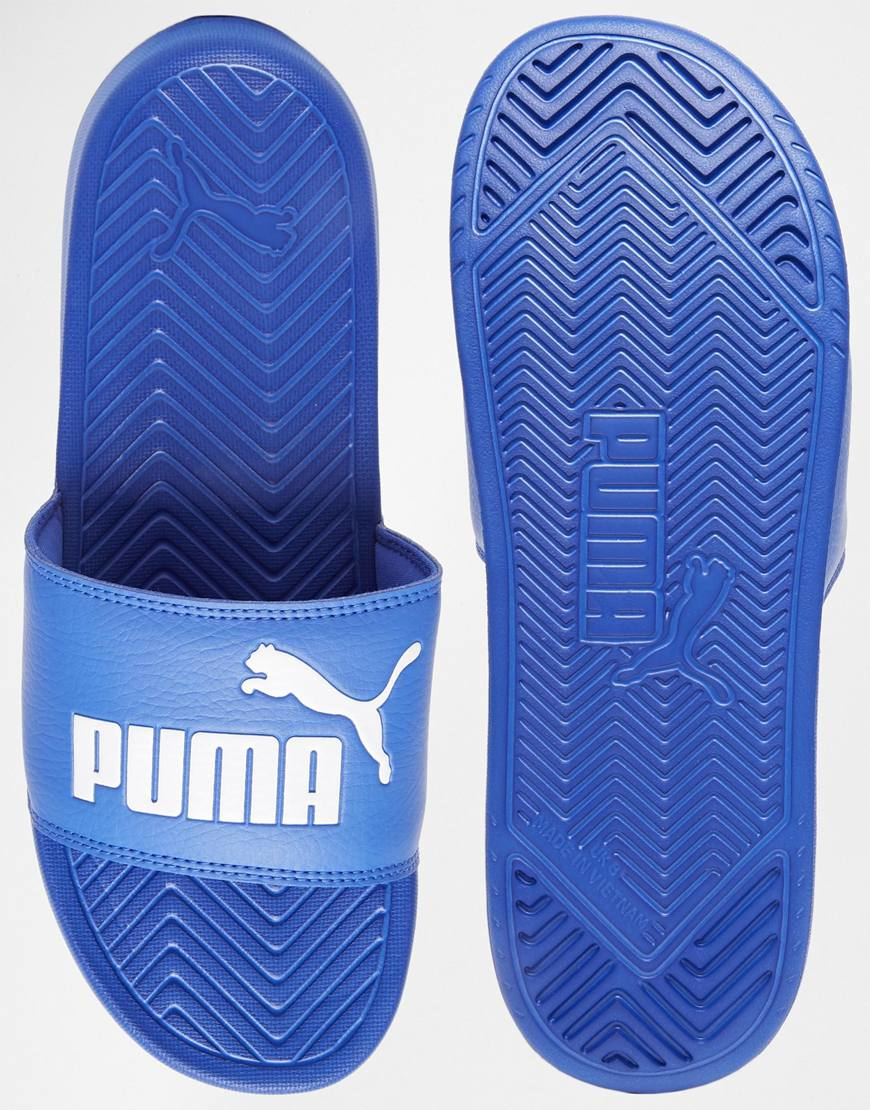 PUMA Popcat Slider Flip Flops in Blue 