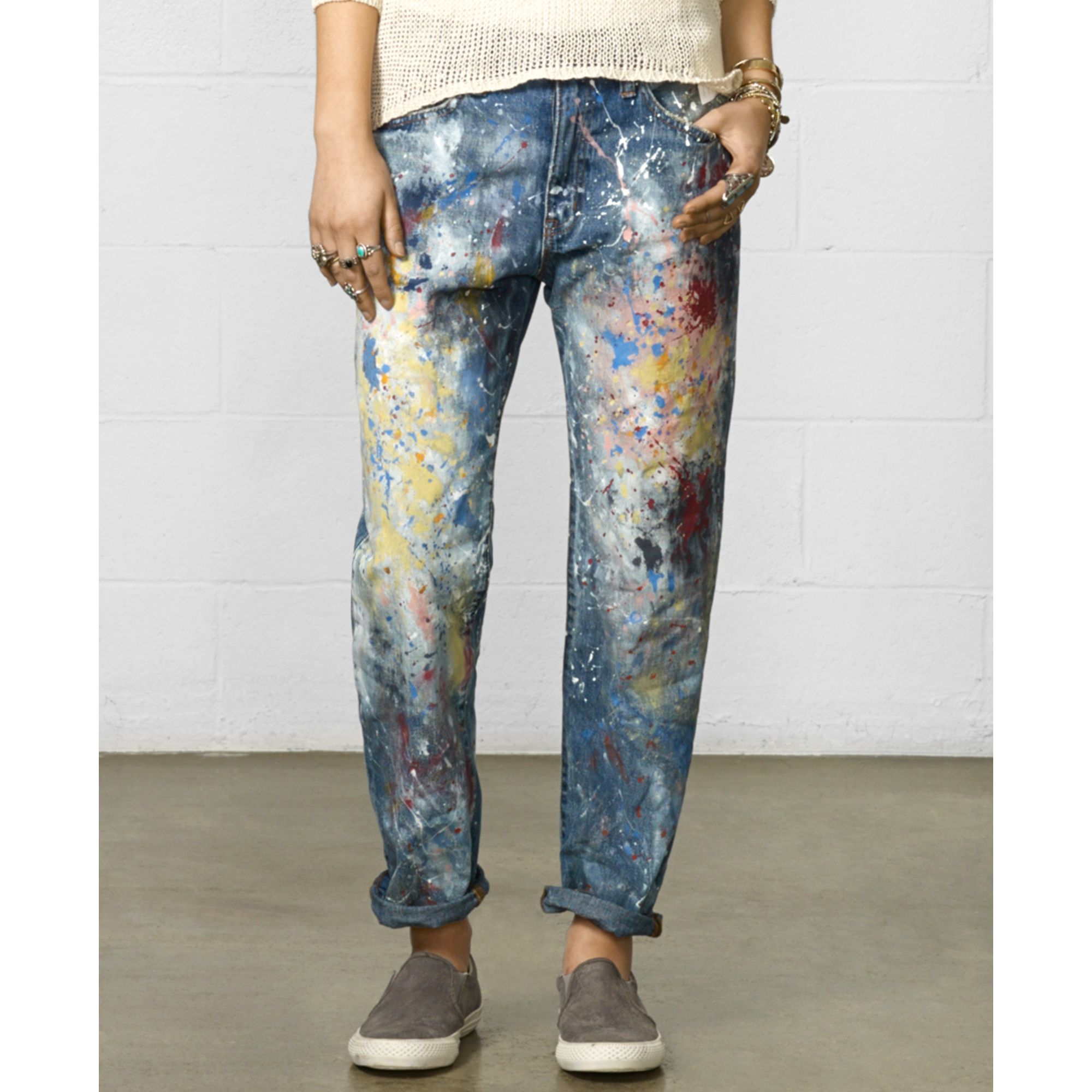 Denim & Supply Ralph Lauren Denim Supply Raph Lauren Paint Splatter  Boyfriend Jeans | Lyst