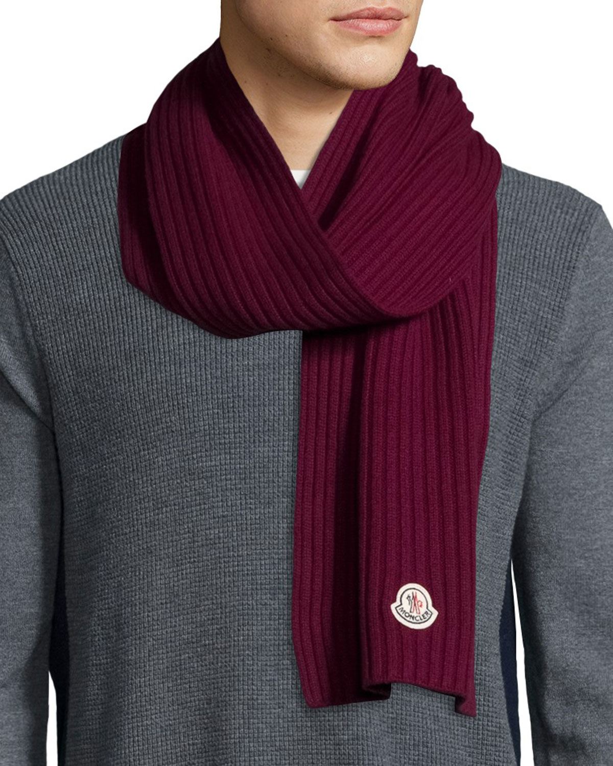 Lyst - Moncler Men's Cashmere Ribbed Scarf in Purple for Men