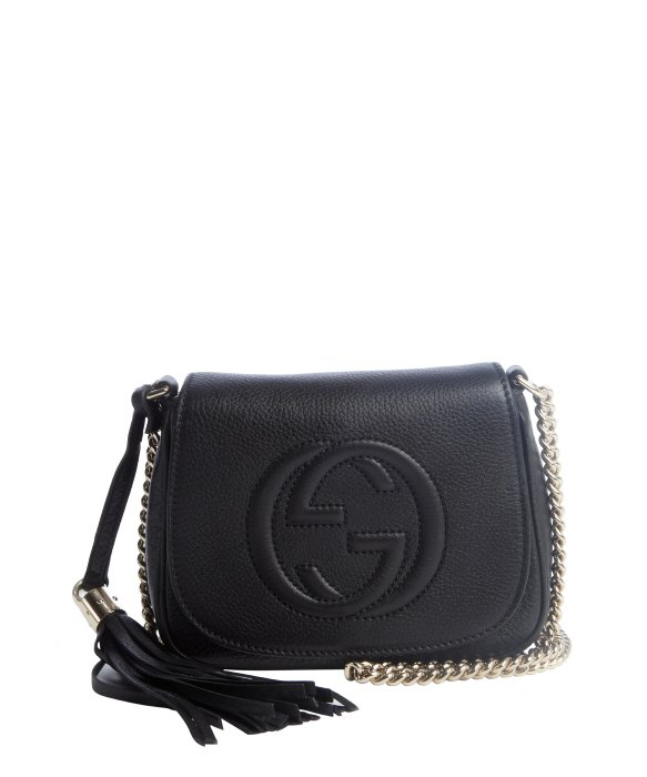 Lyst - Gucci Black Leather 'Soho' Chain Shoulder Strap Bag in Black