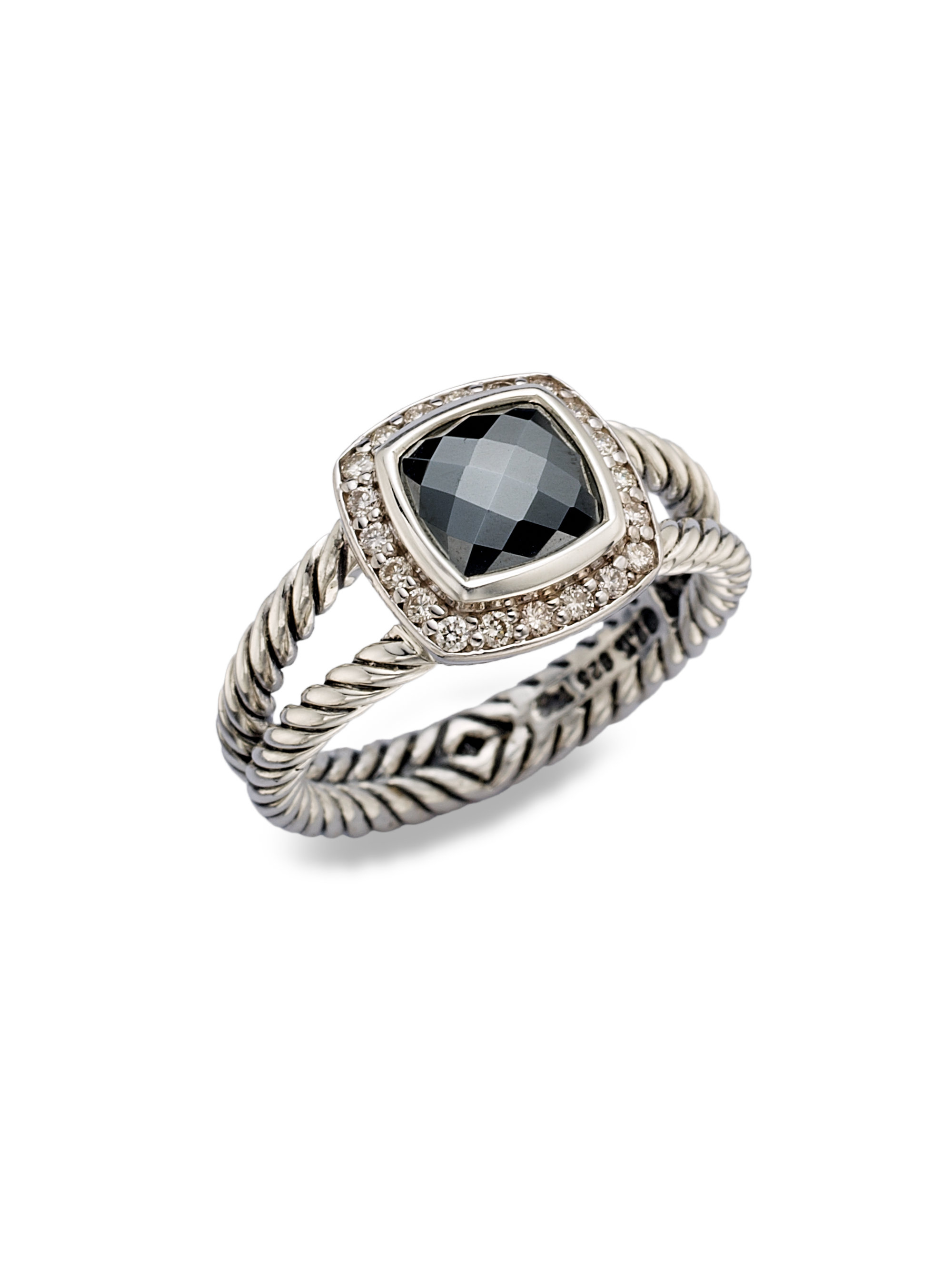 David Yurman Diamond Hematite Sterling Silver Ring in Metallic Lyst
