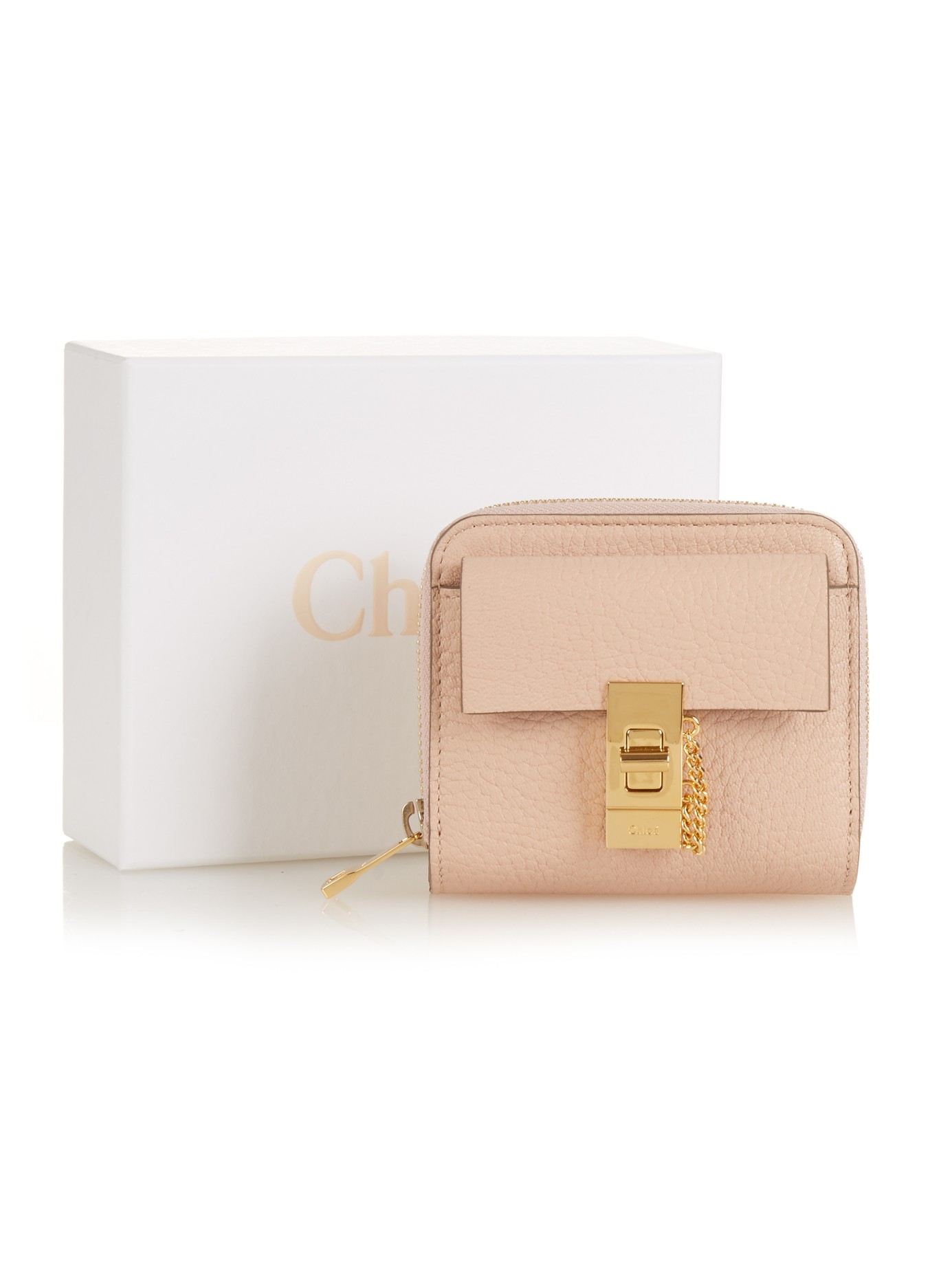 Chloe Drew Grained Leather Wallet In Light Pink Pink Lyst