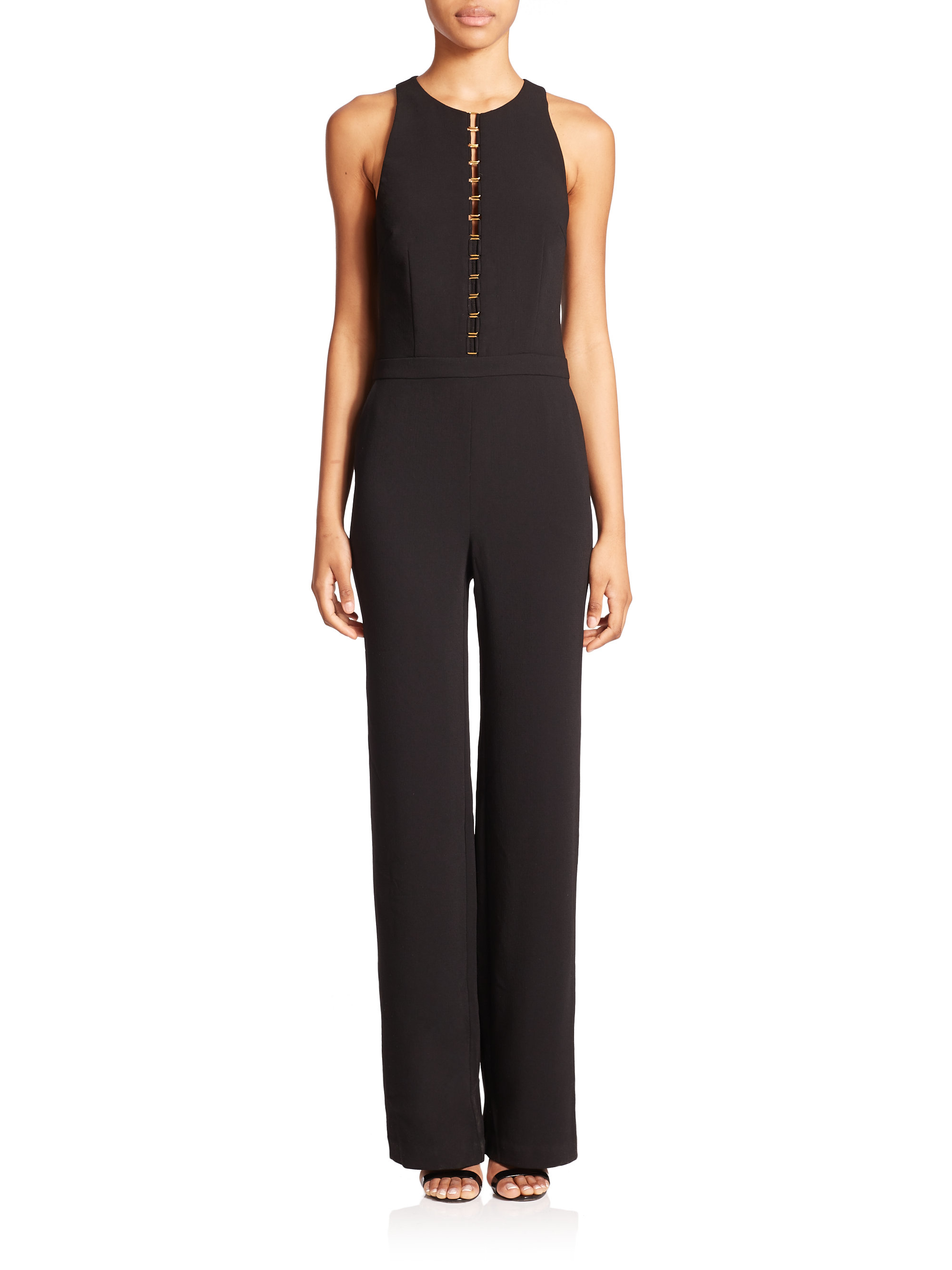 Lyst - Trina Turk Crepe Hardware Jumpsuit in Black