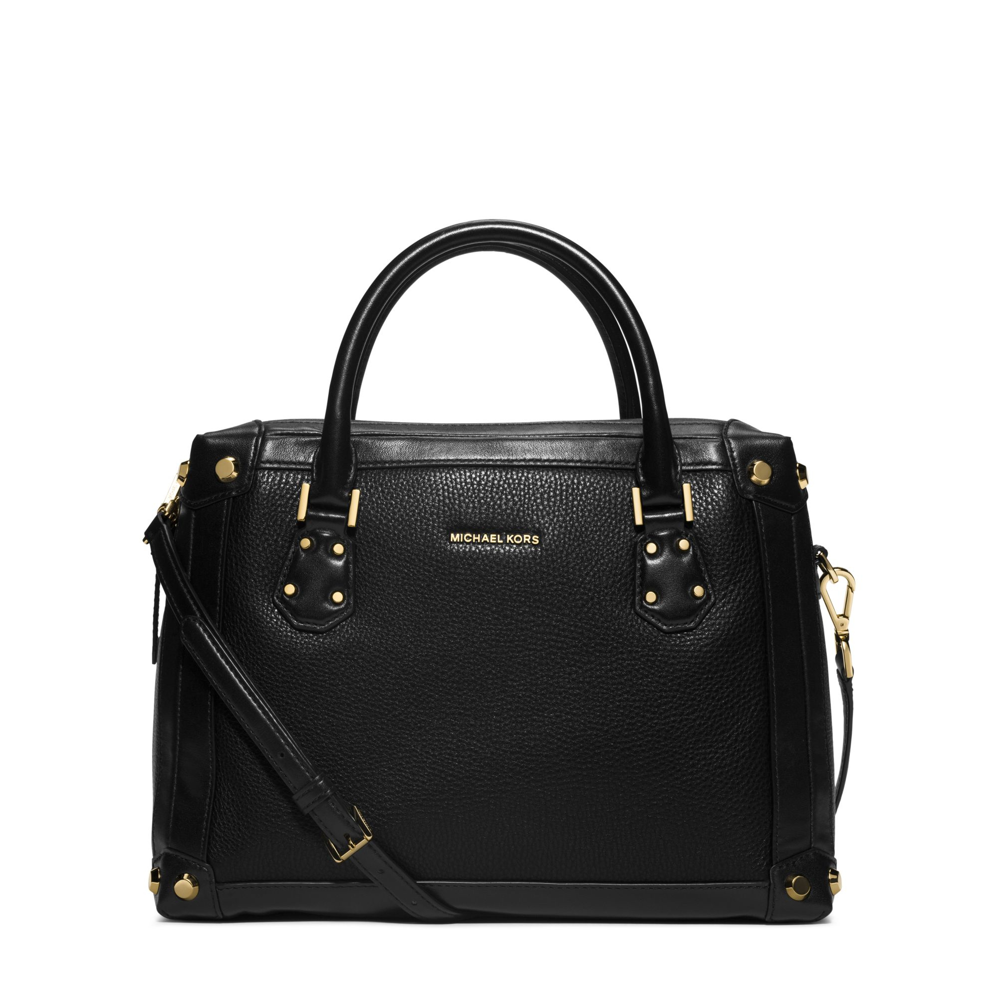 Michael Kors Taryn Large Leather Satchel in Black - Lyst