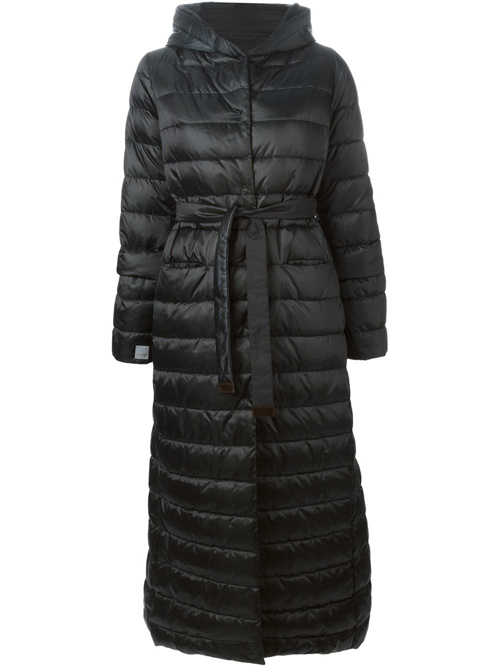 grey long padded jacket