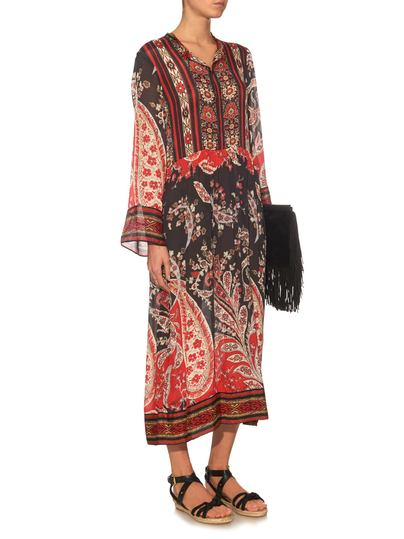 Étoile Isabel Marant Suede Tilda Paisley-print Midi Dress in Black (Red) -  Lyst