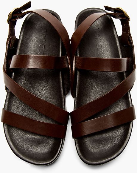Jimmy Choo Brown Leather Hayman Gladiator Sandals in Brown for Men | Lyst