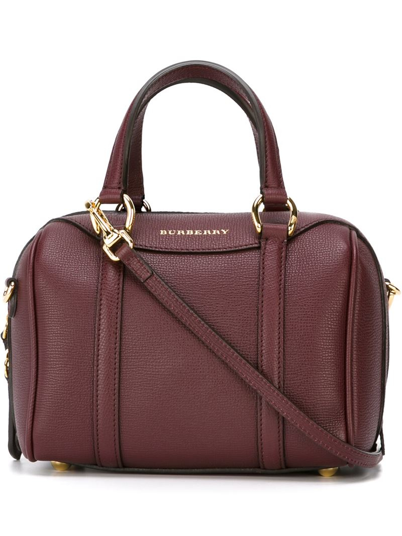 Lyst Burberry Shoulder Strap Leather Bowling Bag in Red