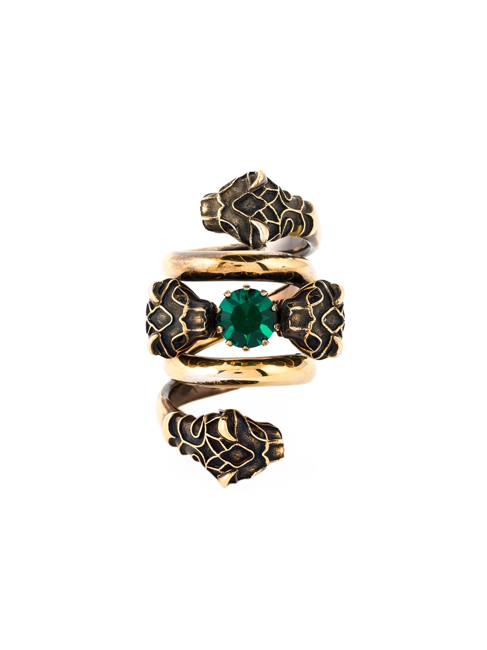 Gucci Snake Head Ring in Green Lyst