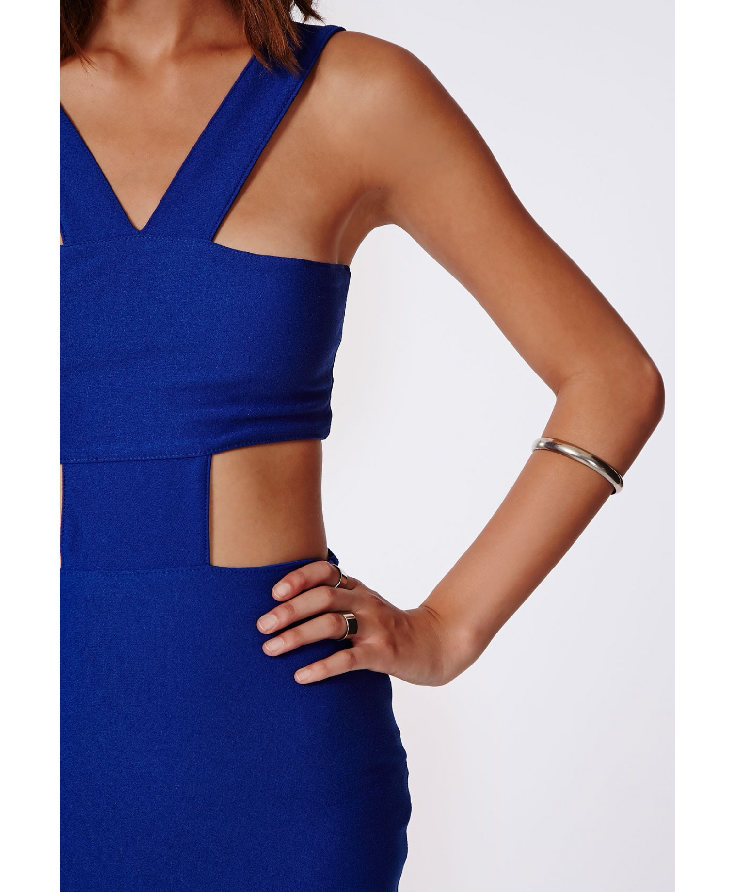 Missguided Cut Out Bodycon Midi Dress In Cobalt Blue Lyst