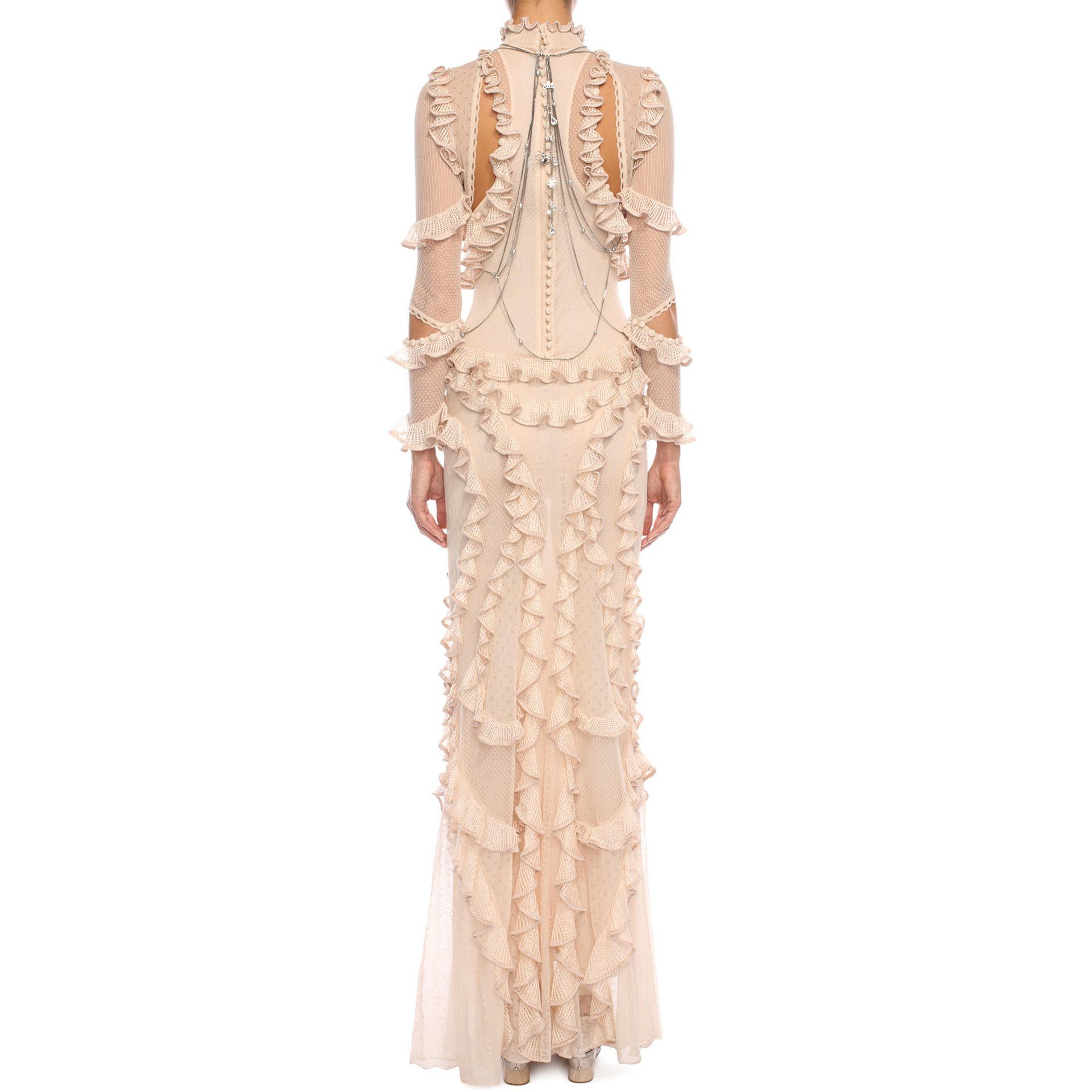 chinese dress ladies 2010 Alexander McQueen Black Crepe & Sheer Illusion Lace High-Low Gown main image 1
